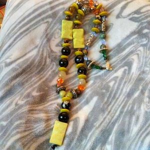 Black and yellow stones agates jasper and tigereye.